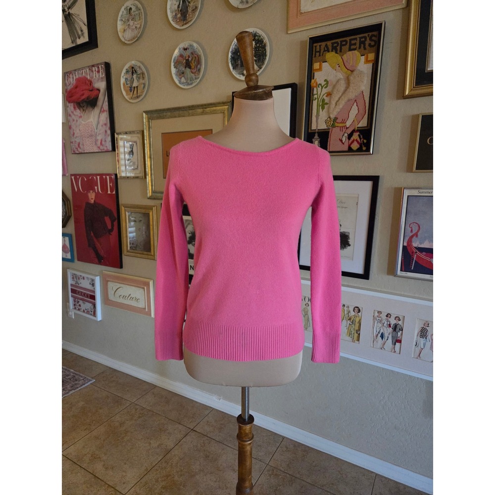 Lilly Pulitzer Fairley 100% Cashmere Pink Button Back Boatneck Sweater - Picture 2 of 6